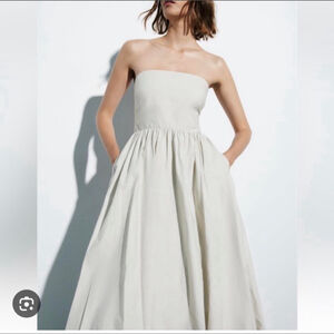 Women's Zara Strapless Beige Bubble Dress XS